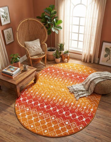 5' 3 x 8' Moroccan Trellis Oval Rug