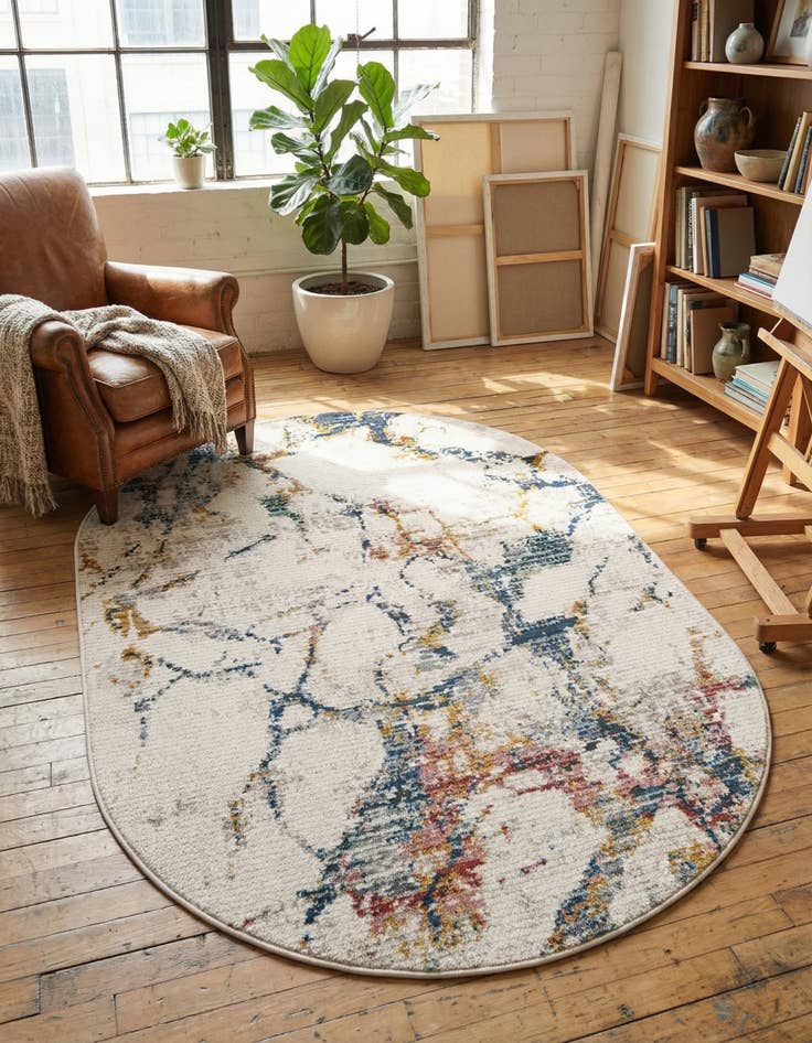 Detail image of 4' x 6' 3 Gemstone Oval Rug