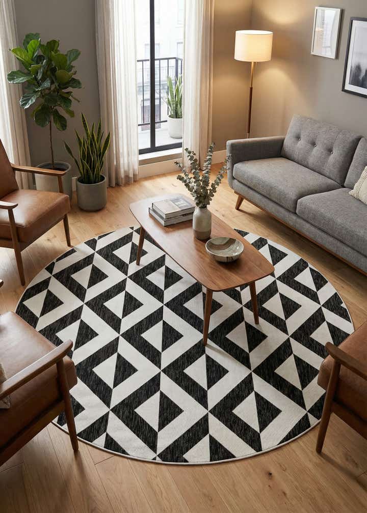 7' 10 x 7' 10 Easy-Clean Jill Zarin Napa Indoor / Outdoor Round Rug