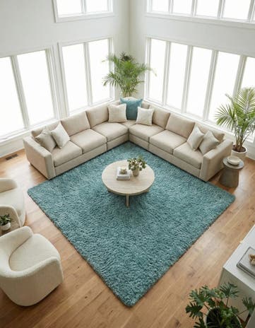 Slate Blue Infinity Shag Square Rug