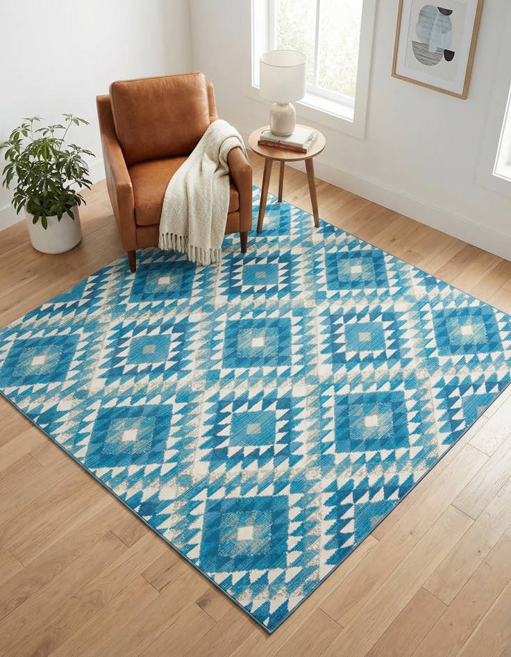 Detail image of 6' x 6' Washable Southwestern Indoor / Outdoor Square Rug