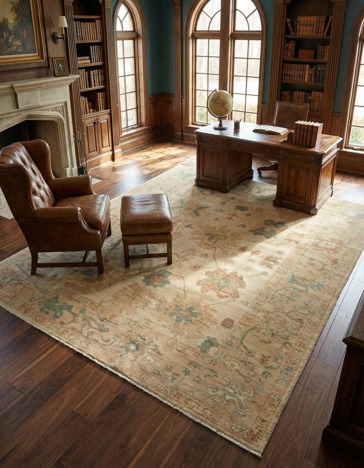 Detail image of 8' 5 x 9' 10 Hand Knotted Oushak Wool Rug