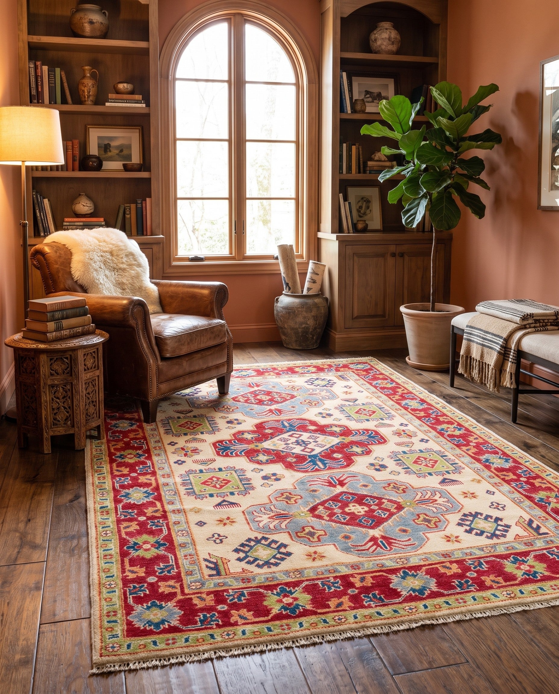 Detail image 3 of 12: 4' 10 x 7' 5 Hand Knotted Kazak Rug