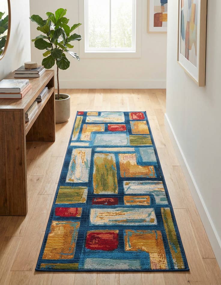 Detail image of 2' x 6' Easy-Clean Modern Indoor / Outdoor Runner Rug