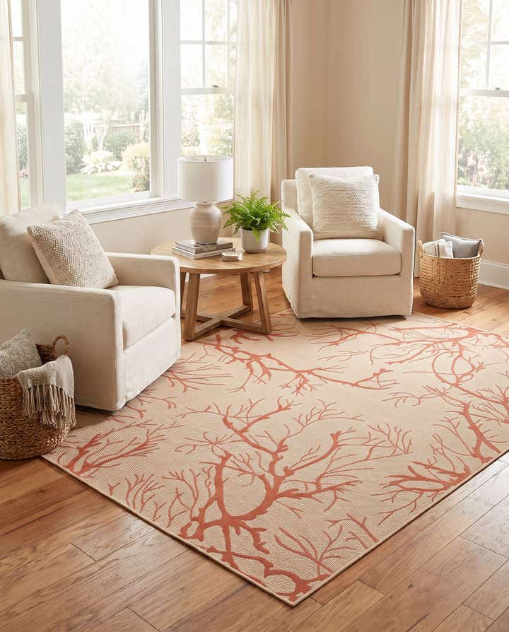 6' x 9' Easy-Clean Botanical Indoor / Outdoor Rug