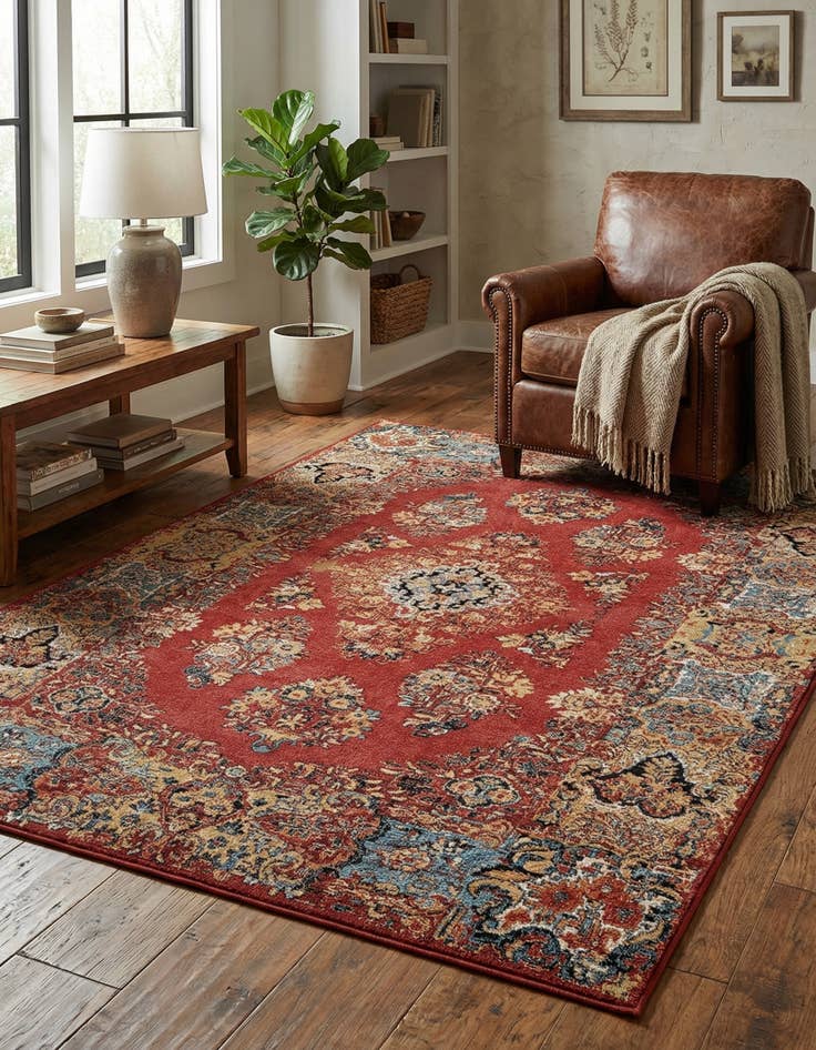 Detail image of 5' 3 x 8' Washable Traditional Indoor / Outdoor Rug