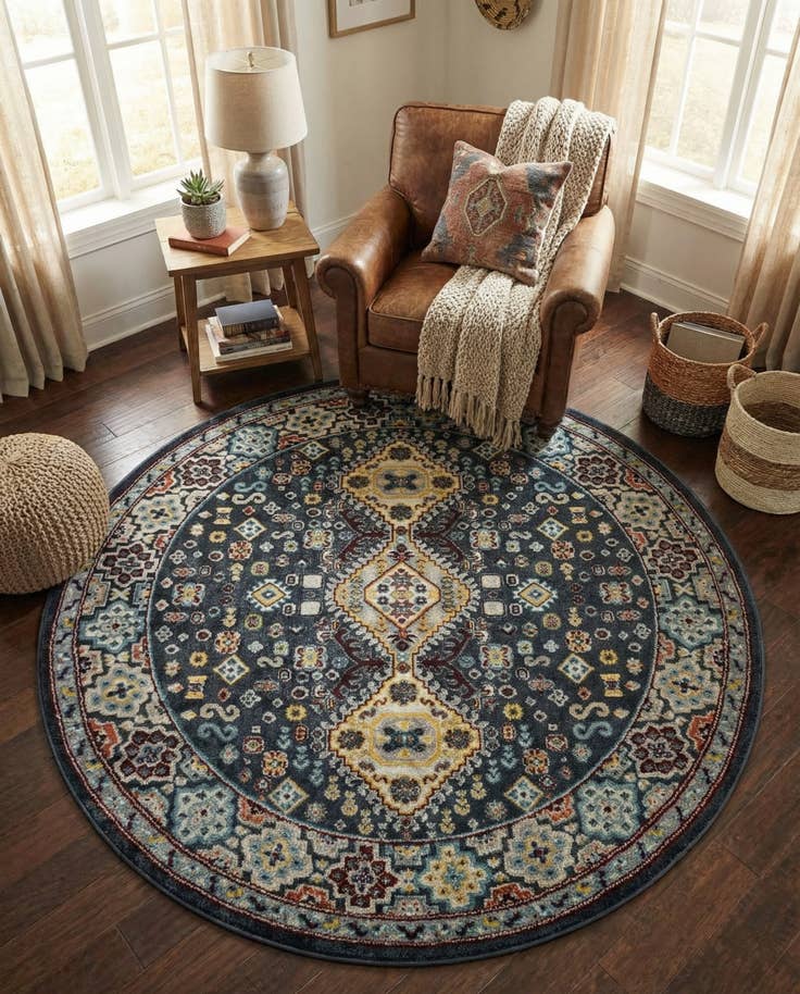 Detail image of 5' 3 x 5' 3 Kamala Washable Round Rug