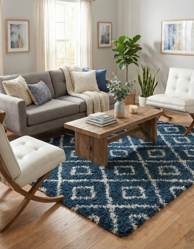 Detail image of 9' x 12' Lattice Shag Rug