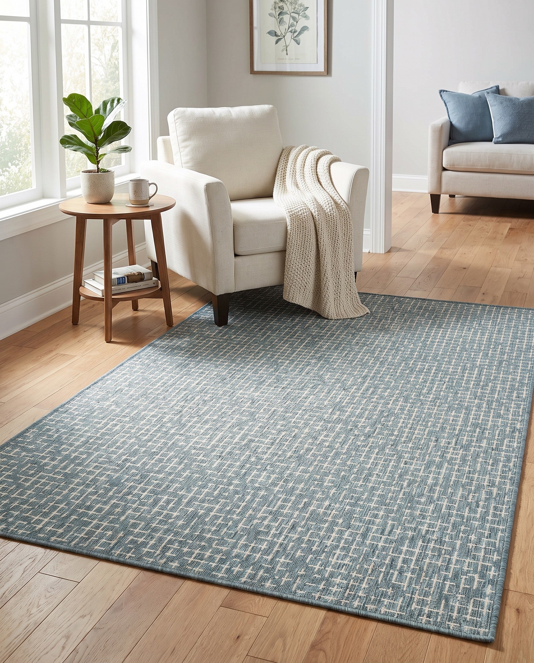 4' x 6' Easy-Clean Checkered Indoor / Outdoor Rug