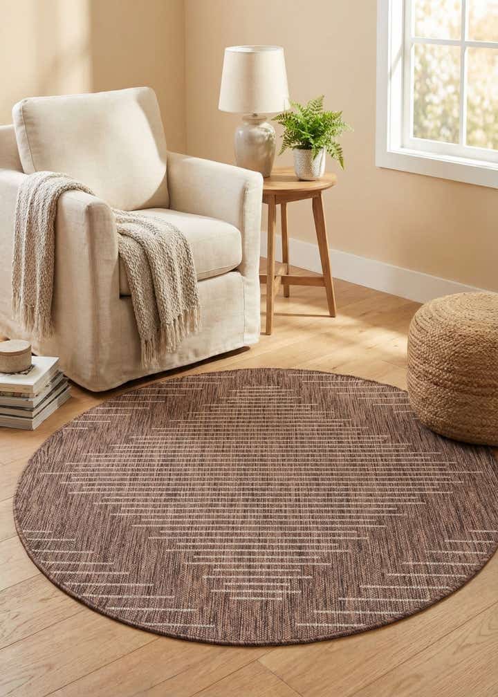 4' x 4' Easy-Clean Modern Indoor / Outdoor Round Rug