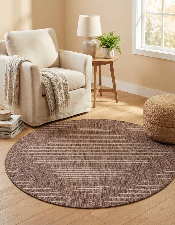 Detail image of 4' x 4' Washable Modern Indoor / Outdoor Round Rug