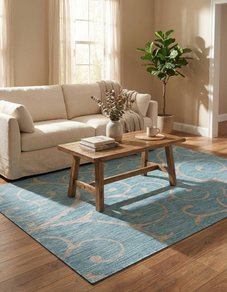 Detail image of 5' 3 x 8' Easy-Clean Botanical Indoor / Outdoor Rug