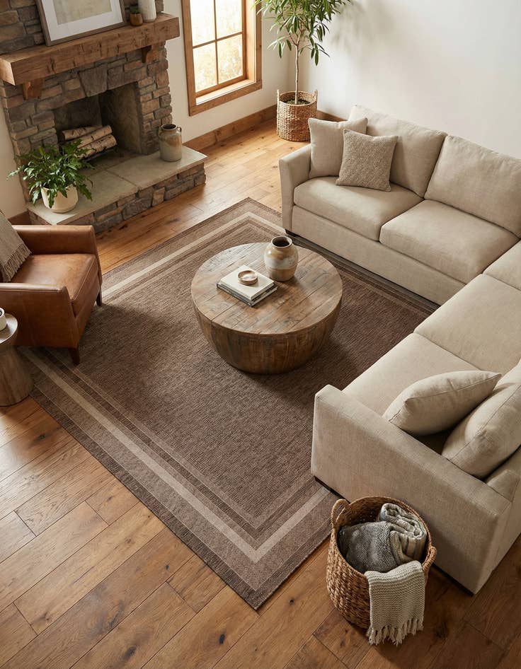 Detail image of 10' x 10'  Washable Border Indoor / Outdoor Square Rug