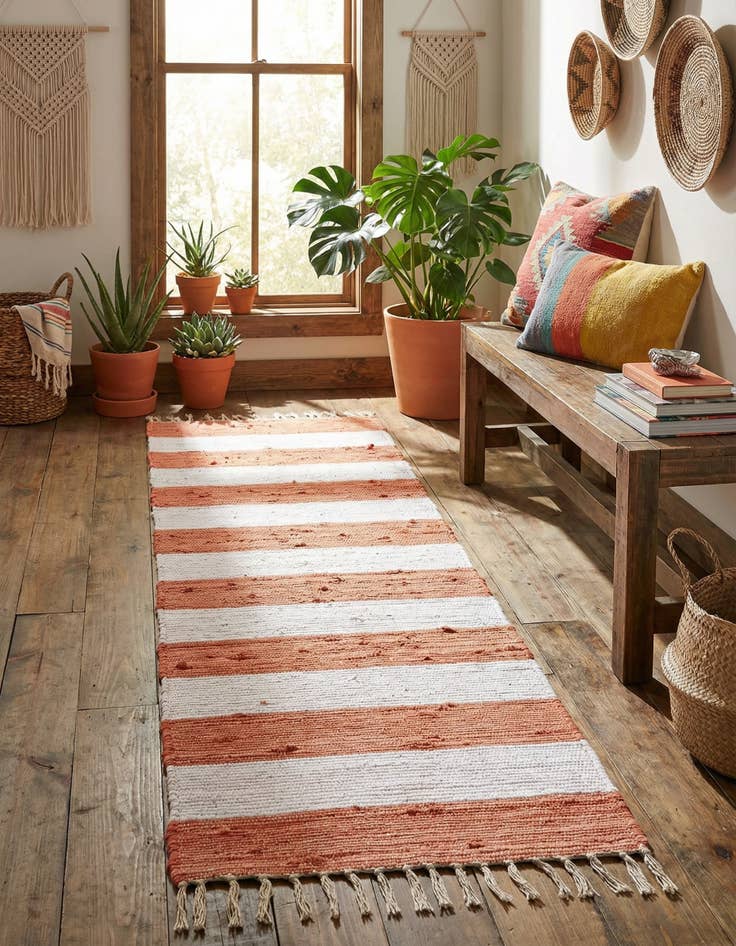 Detail image of 2' 2 x 8' Hand Woven Chindi Rag Runner Rug