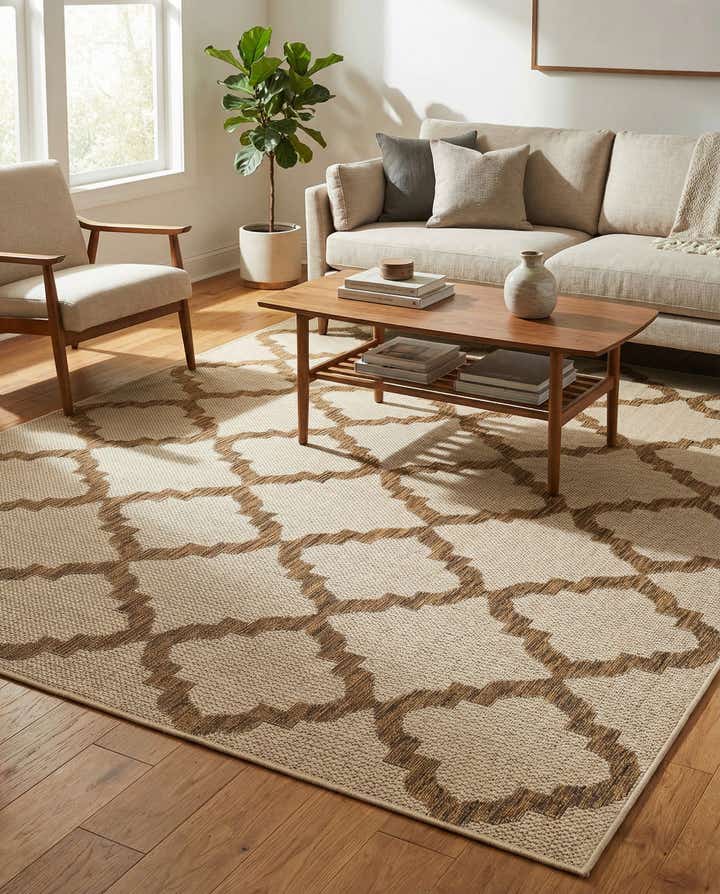 5' 3 x 8' Easy-Clean Trellis Indoor / Outdoor Rug