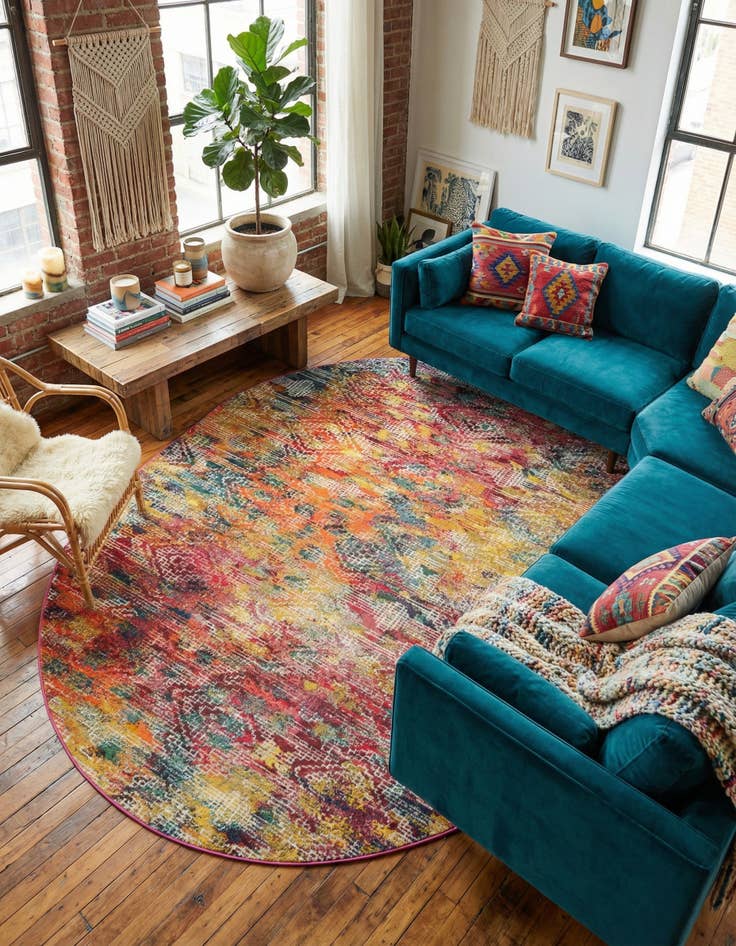Detail image of 7' 10 x 10'  Washable Vivid Oval Rug