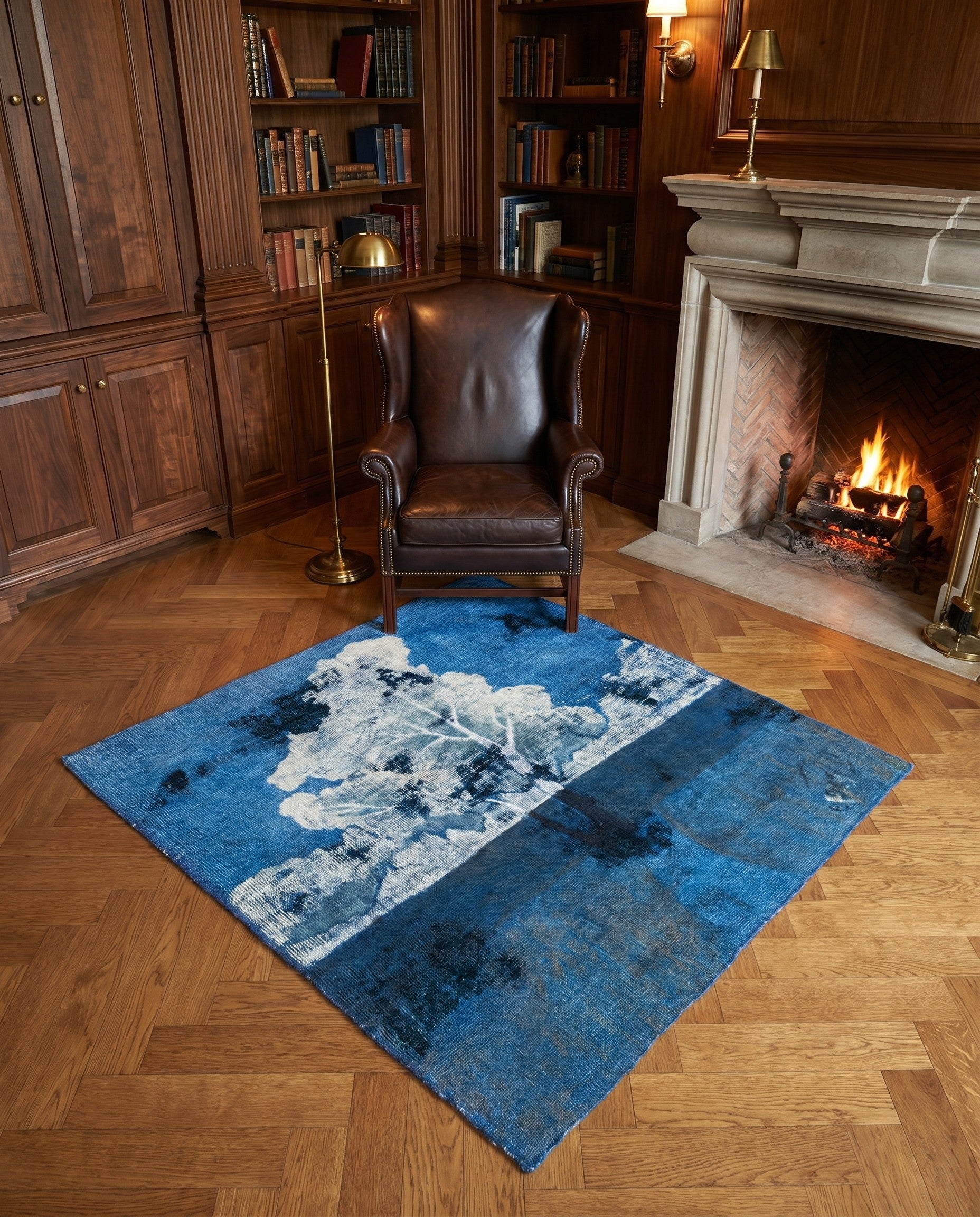 4' 8 x 5' 2 Hand Knotted Ultra Vintage Persian Wool Square Rug