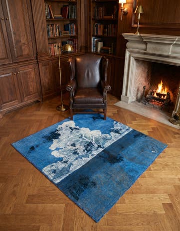 4' 8 x 5' 2 Hand Knotted Ultra Vintage Persian Wool Square Rug