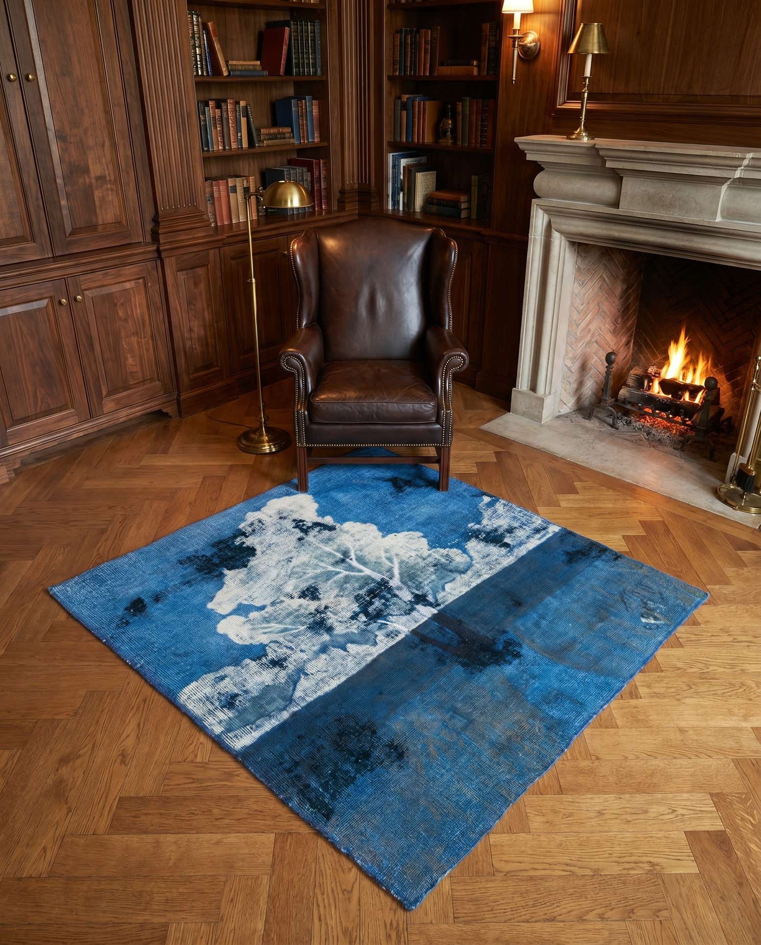 4' 8 x 5' 2 Hand Knotted Ultra Vintage Persian Wool Square Rug