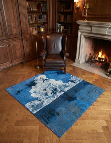 4' 8 x 5' 2 Hand Knotted Ultra Vintage Persian Wool Square Rug