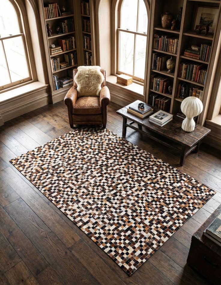 Detail image of 5' 3 x 7' 8 Cowhide Stocks Rug