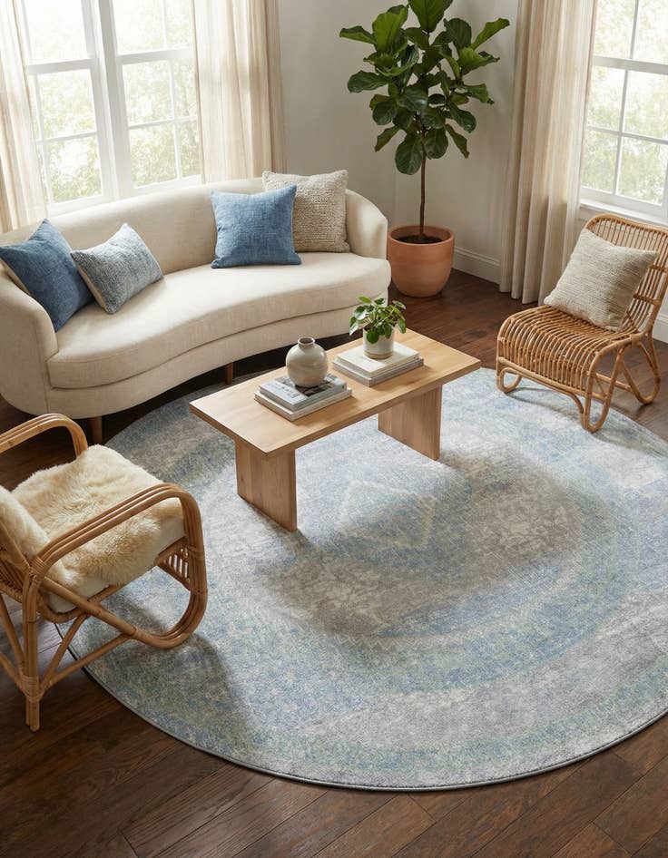 Detail image of 7' 10 x 7' 10 Kamala Washable Round Rug