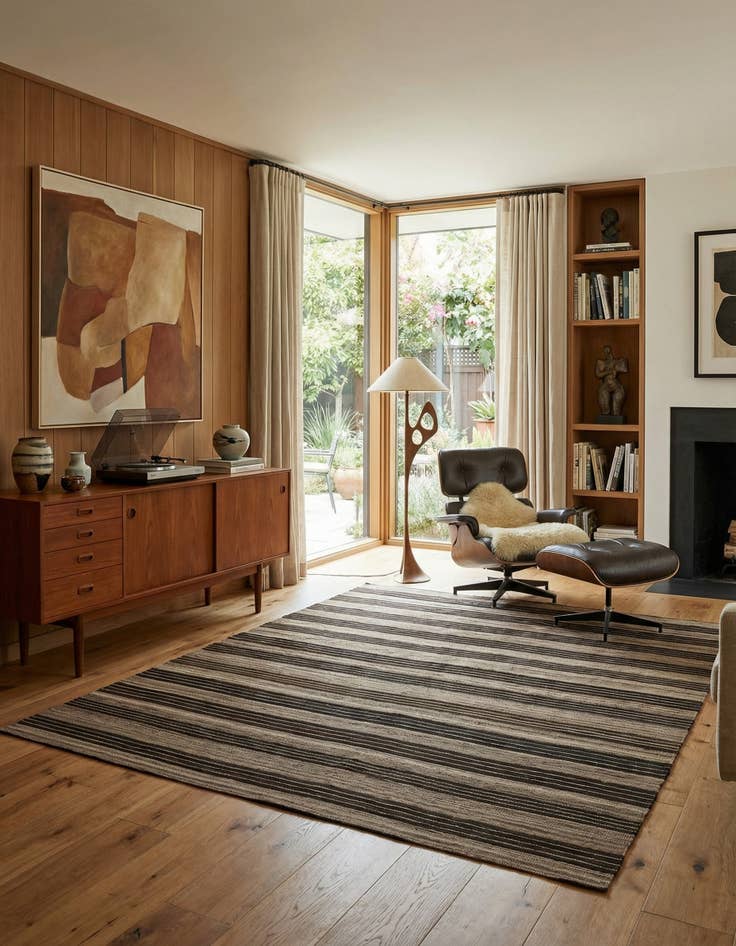 Detail image of 6' x 7' 2 Hand Woven Kilim Modern Wool Square Rug