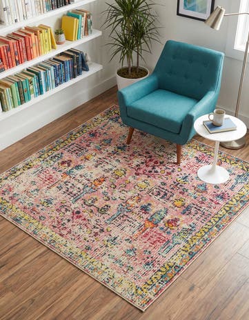 Pink Washable El Paso Square Rug