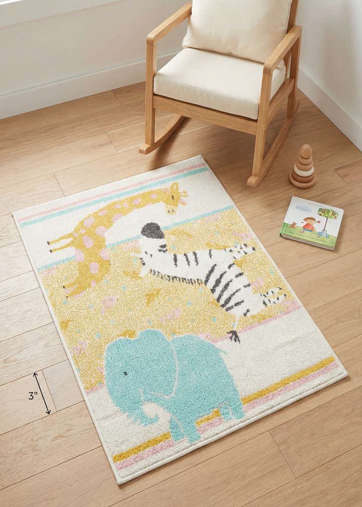 2' 2 x 2' 11 Animals Whimsy Kids Rug