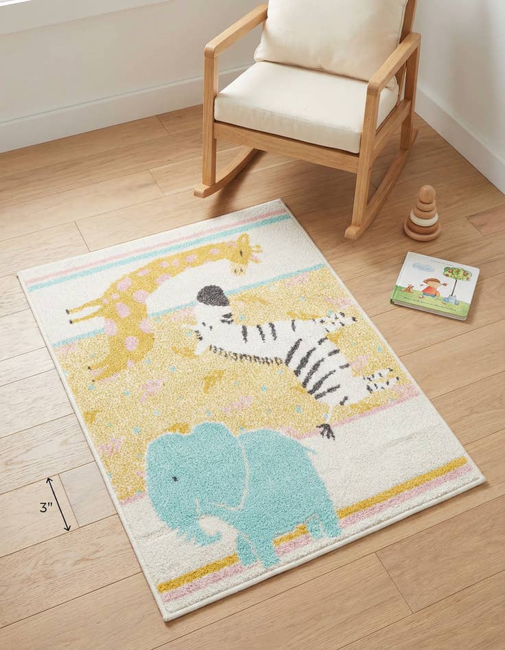 Detail image of 2' 2 x 2' 11 Animals Whimsy Kids Rug