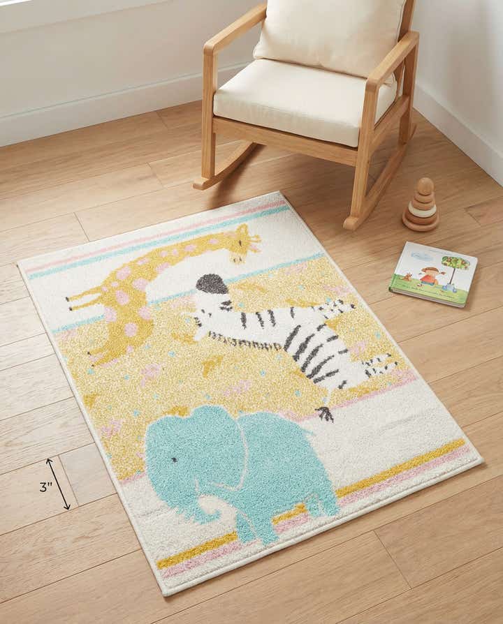 2' 2 x 2' 11 Animals Whimsy Kids Rug