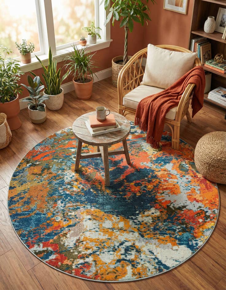 Detail image of 7' x 7' Washable Vivid Round Rug