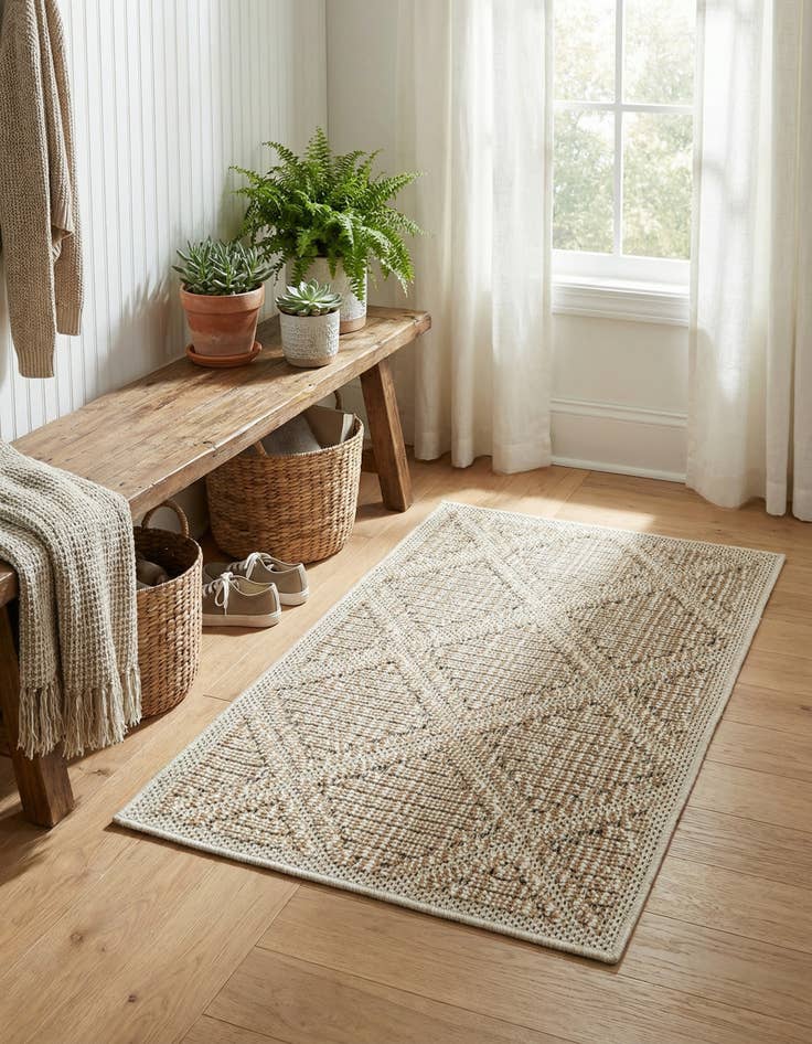Detail image of  2' x 3' 1  Washable Lattice Indoor / Outdoor Rug