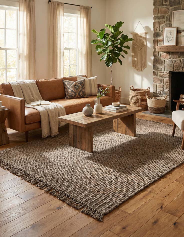 Detail image of 7' 1 x 10' Hand Woven Chunky Jute Rug