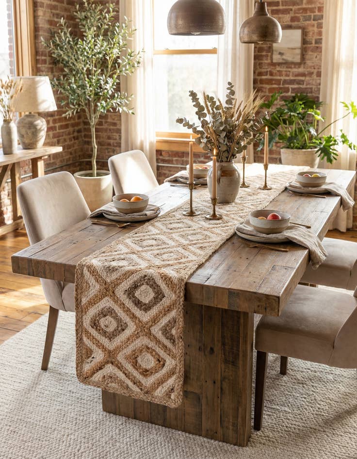 Detail image of 1' 2 x 8' Handmade Braided Jute Table Runner Rug