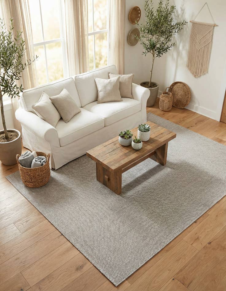 Detail image of 7' 10 x 10' Washable Solid Indoor / Outdoor Rug