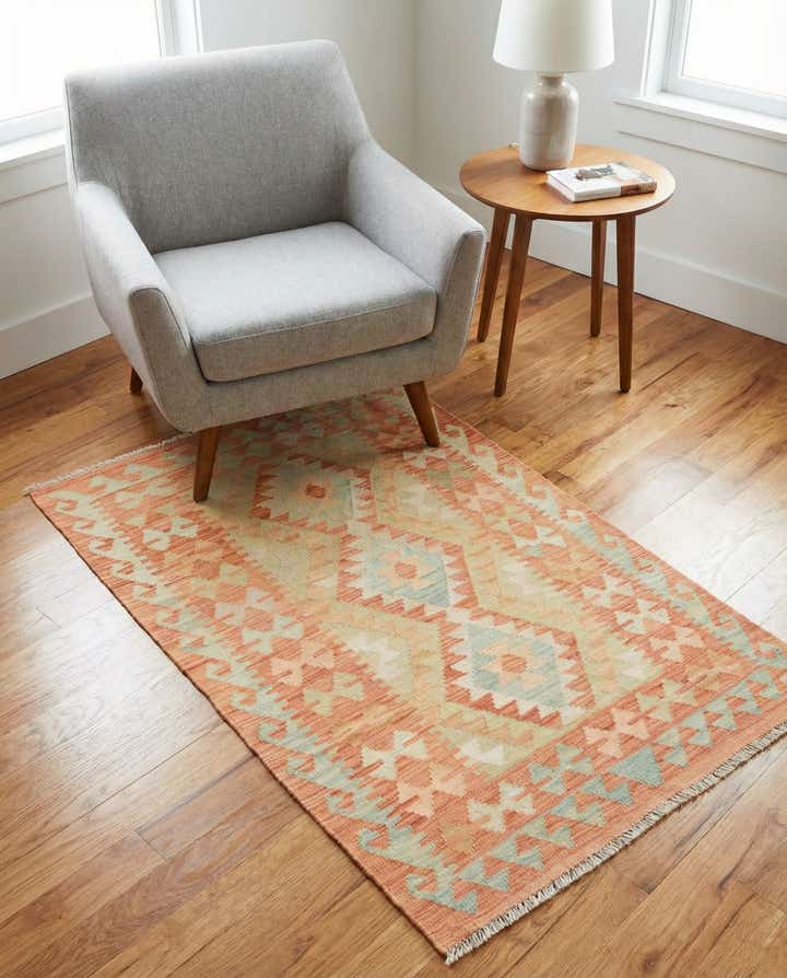 85cm x 125cm Handgewebt Kilim Waziri Wolle Teppich