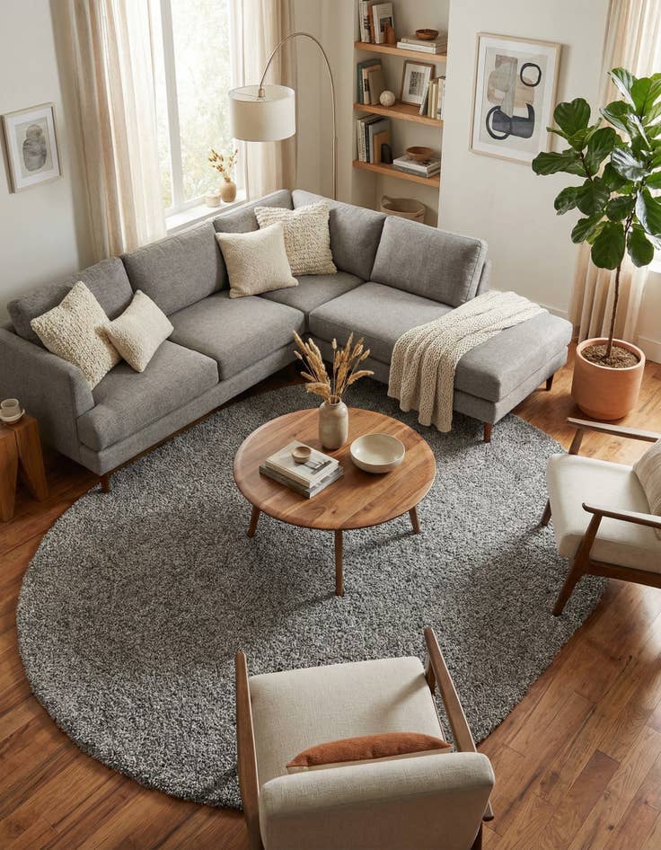 Detail image of  7' 10 x 10' Solid Shag Oval Rug