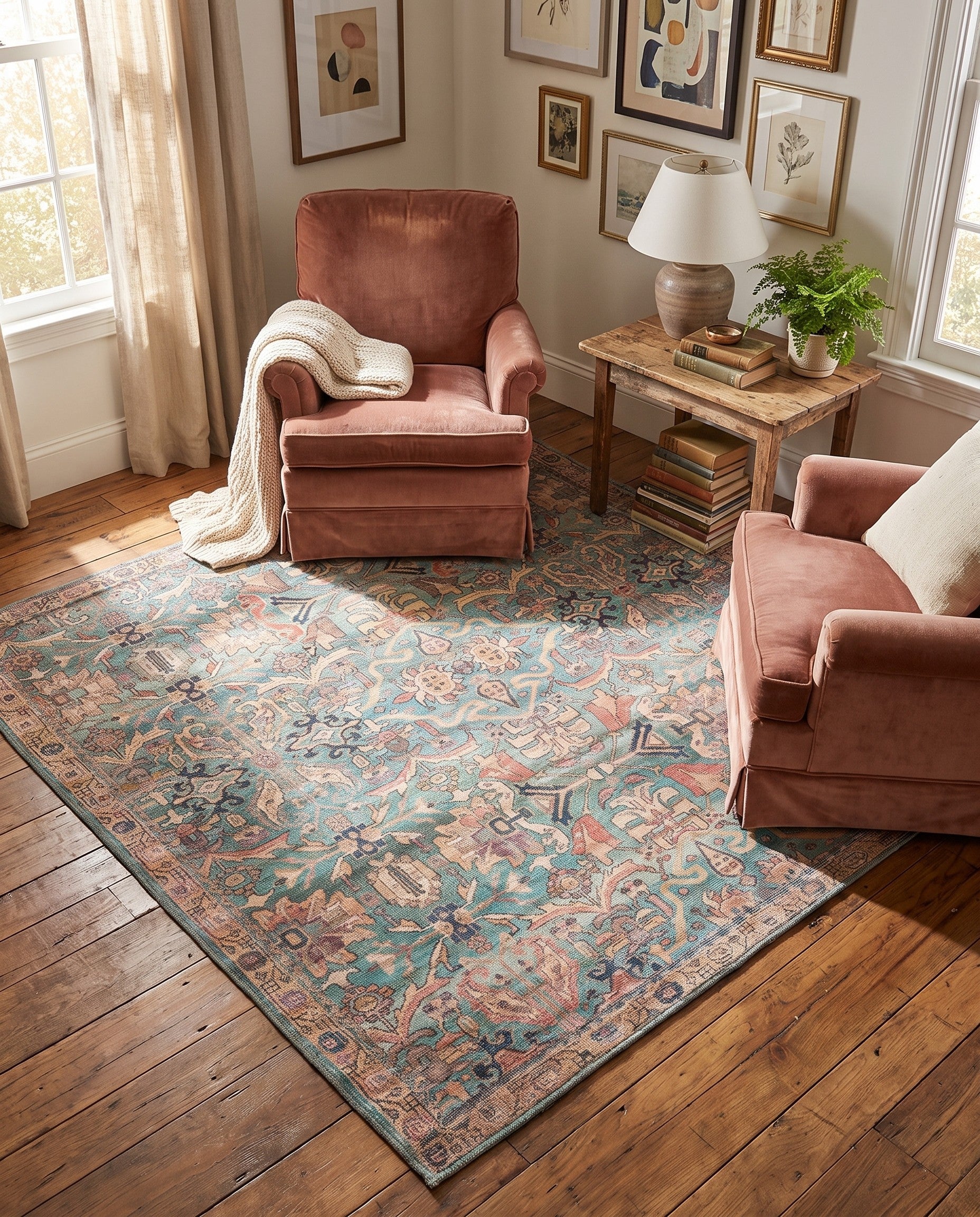 5' 3 x 5' 3 Washable Nostalgia Square Rug