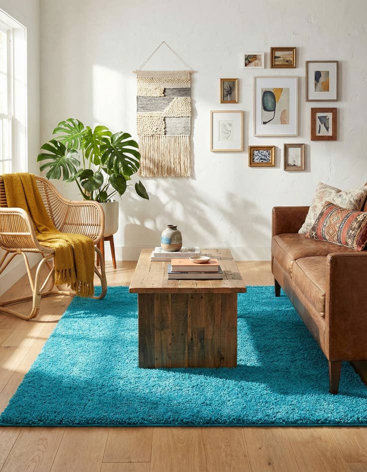 Detail image of 5' 3 x 7' 7 Solid Frieze Rug