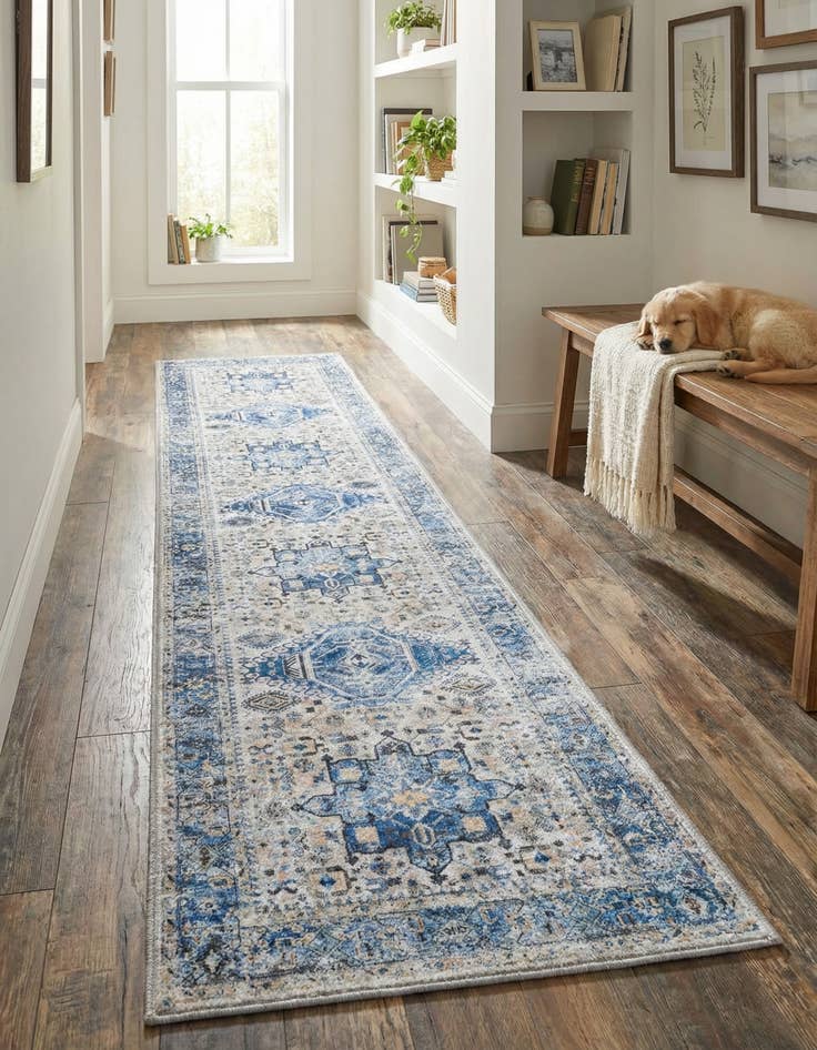 Detail image of 2' x 8'  Washable Yara Runner Rug