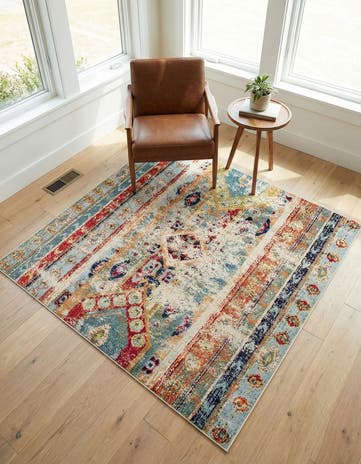 Blue Washable Mesa Square Rug