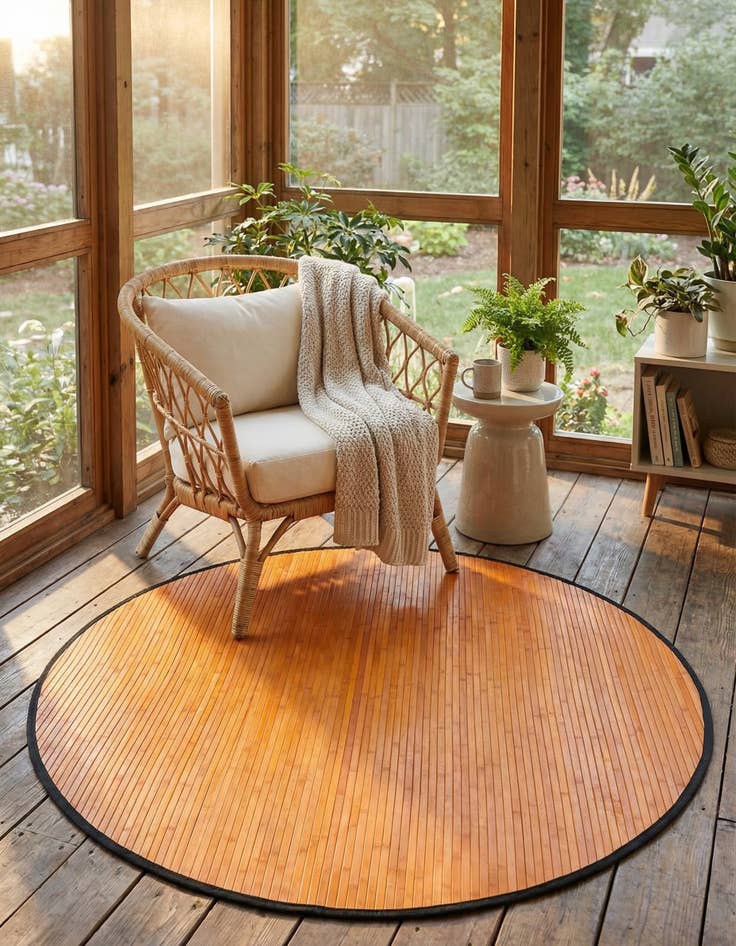 Detail image of 5' 3 x 5' 3 Bamboo Round Rug