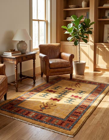 3' 4 x 5' 5 Hand Knotted Ziegler Wool Rug