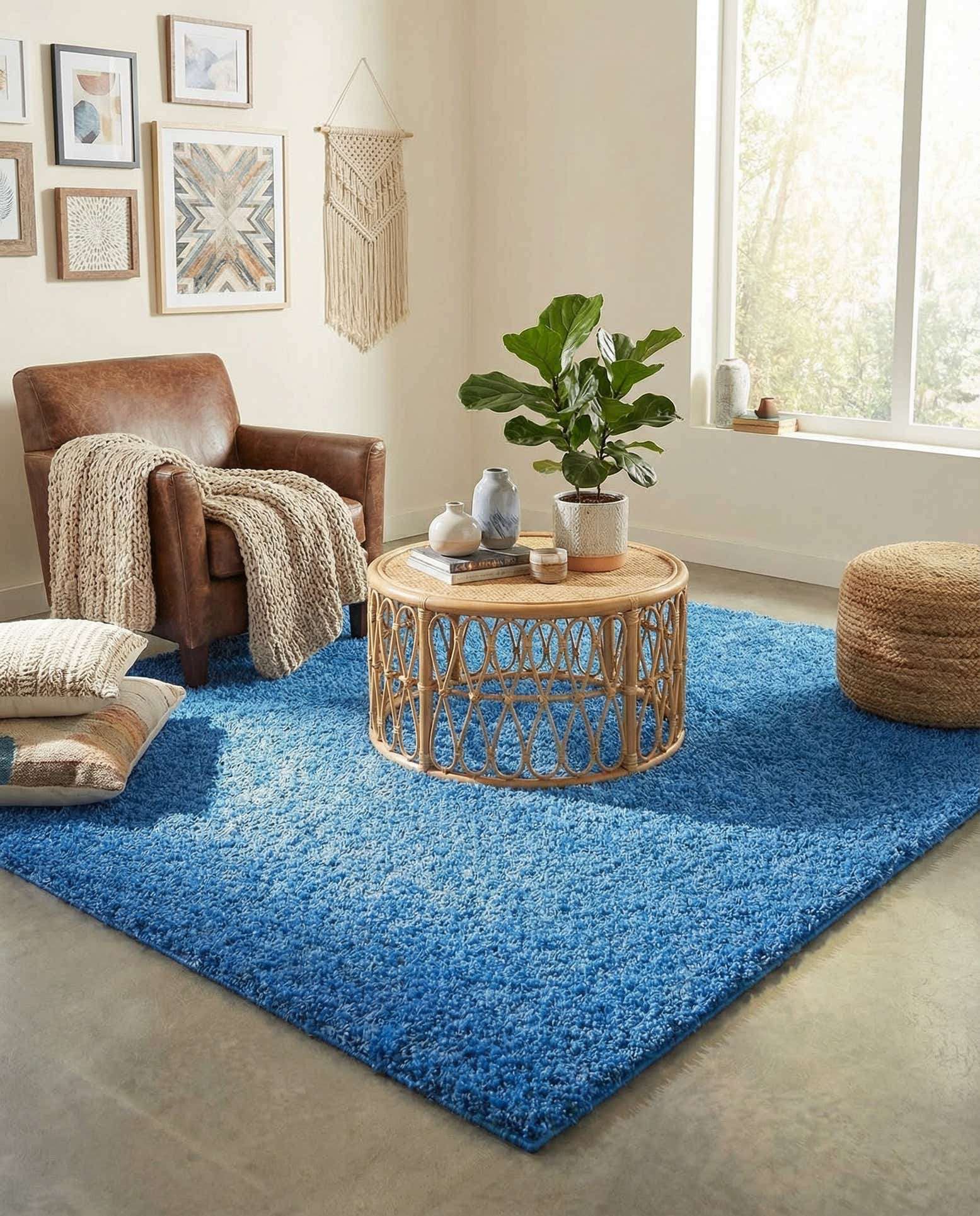 7' 10 x 7' 10 Solid Shag Square Rug