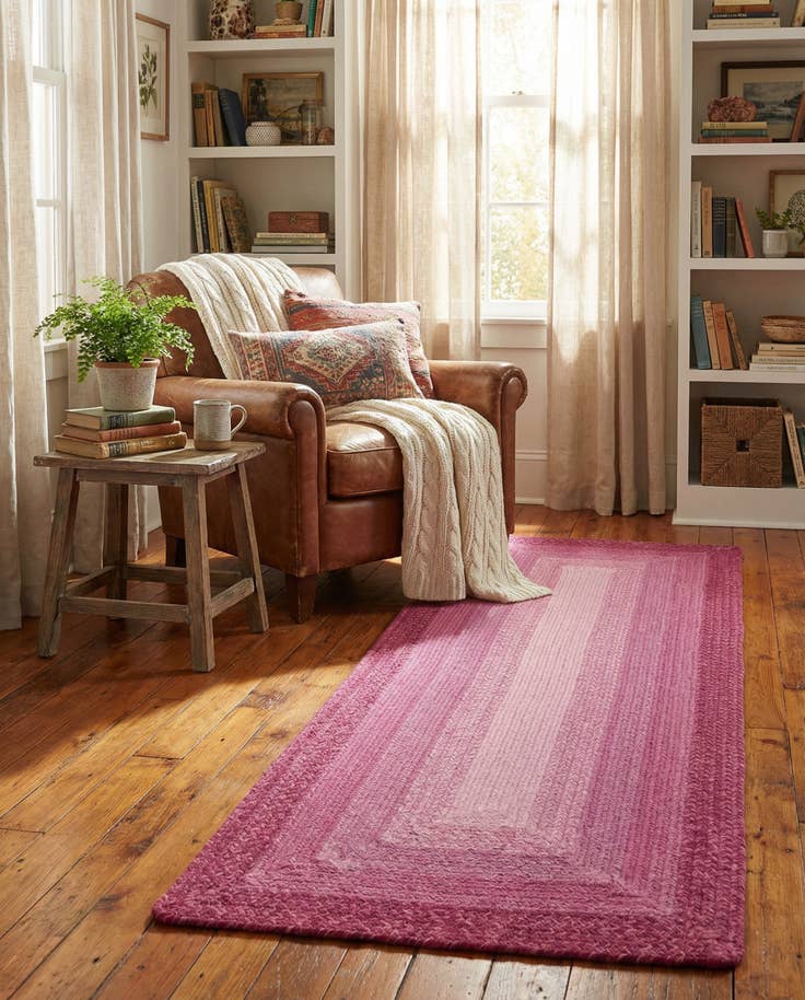 Detail image of 2' x 6' 1 Handmade Hand Braided Wool Runner Rug