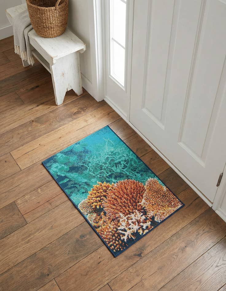 Detail image of 2' x 3' Washable Coastal Indoor / Outdoor Rug