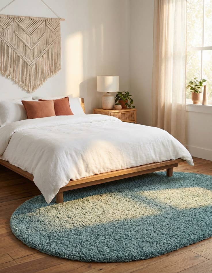 Detail image of 5' 3 x 8' Solid Shag Oval Rug