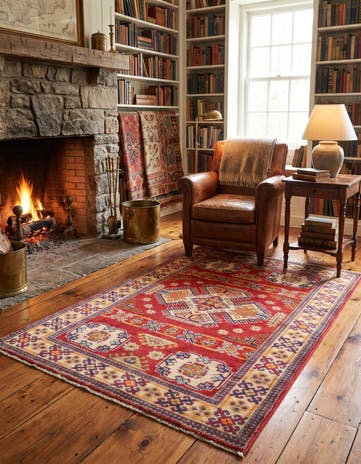 3' 5 x 4' 11 Hand Knotted Kazak Rug