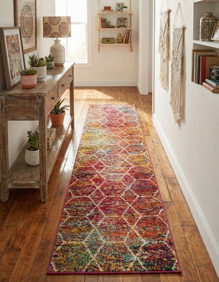 Detail image of 2' x 8' 8 Lattice Frieze Runner Rug